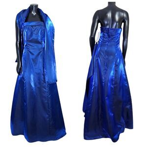 Vintage 90s Y2K Urban Girls Nites Size‎ 7/8 Shimmery Blue Strapless Ball Gown